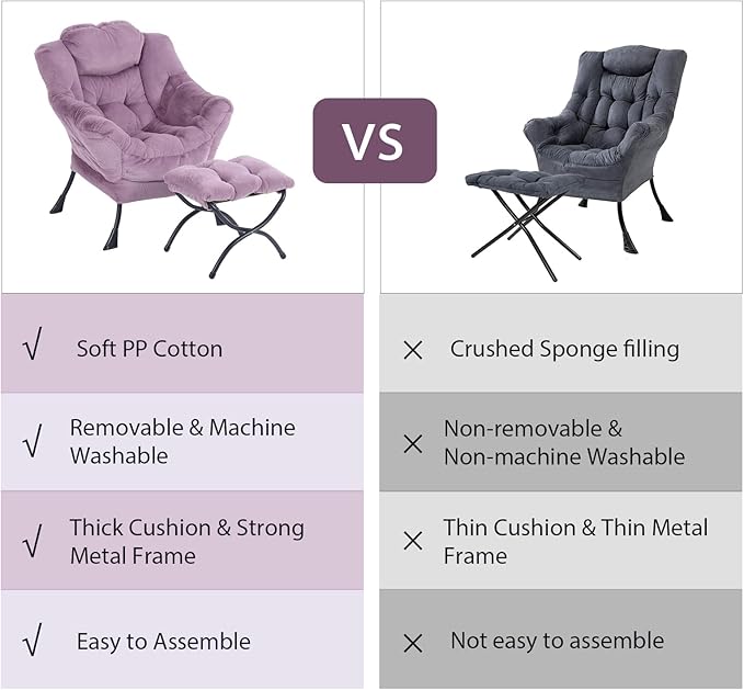 Oversized Chair with Ottoman, Modern Chair with Folding Footrest, Lounge Accent - Image 6