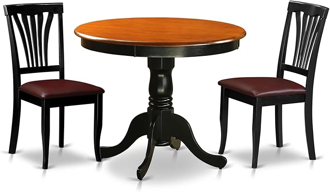 East West Furniture ANAV3-BLK-LC 3 Piece Dining Room Furniture Set Contains a by EastWestFurniture