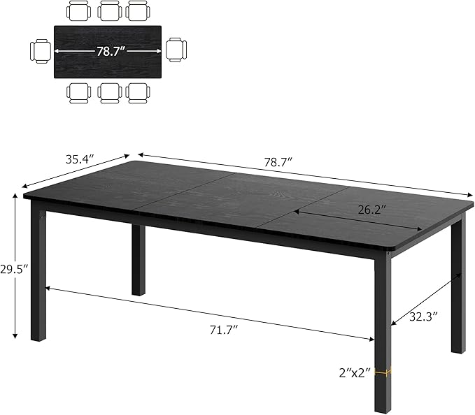 GarveeHome 78.7in Industrial Dining Table - Image 2
