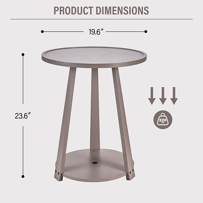 CozyDH Round End Table, Wooden Narrow/Little Coffee/Sofa/Couch SideTable - Image 2
