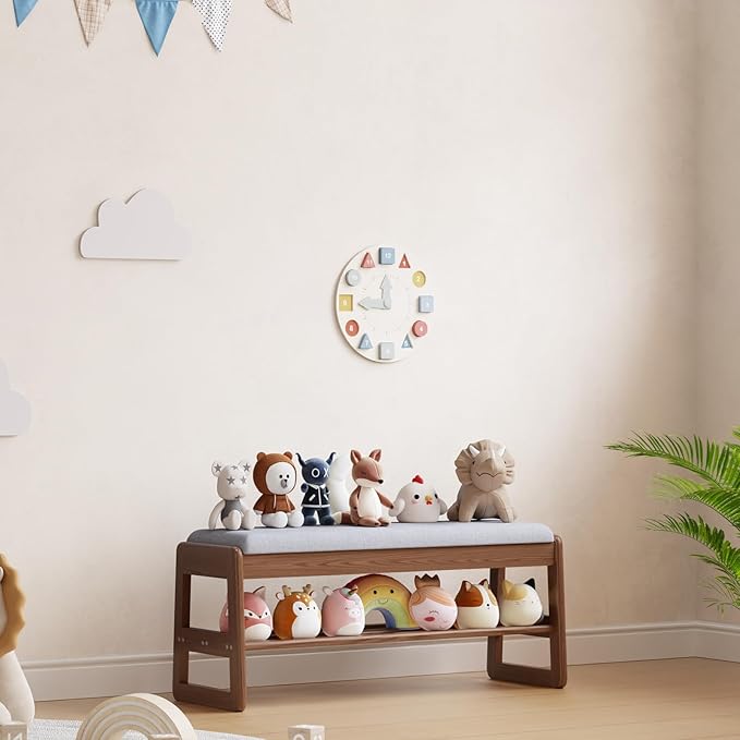 Shoe Rack Bench with Cushion, 2 Tiers Shoe Bench with Flip-Top Storage - Image 9