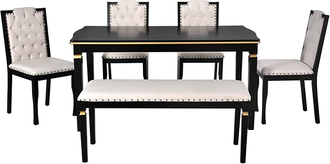 Merax 6-Piece Kitchen Dining Table Set, 62.7" Rectangular - Image 7