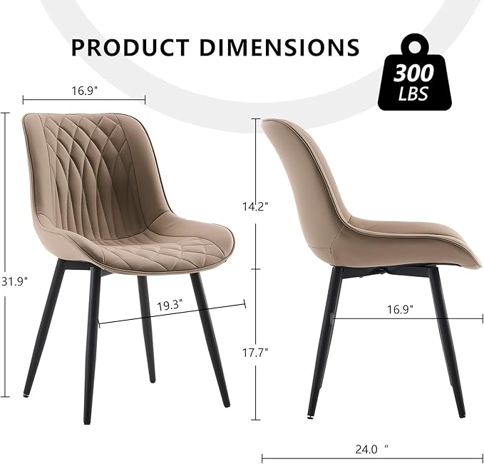 YOUNIKE Khaki Dining Chairs Set of 2 - Image 3