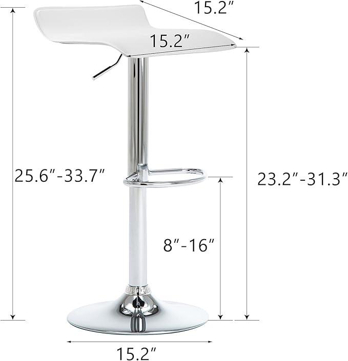 NOBPEINT Contemporary Chrome Air Lift Adjustable Swivel Bar Stool - Image 3