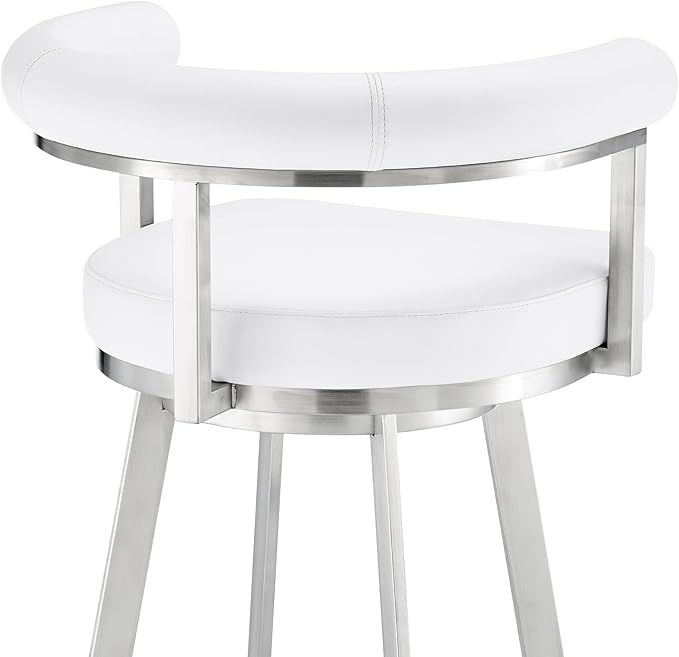 Armen Living Magnolia Swivel Counter Stool in Brushed Stainless Steel - Image 8