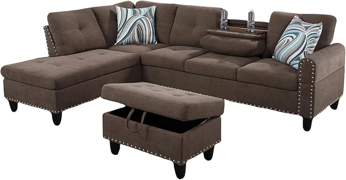 L Shaped Sectional Couch with Otttoman, Apartments - Image 6