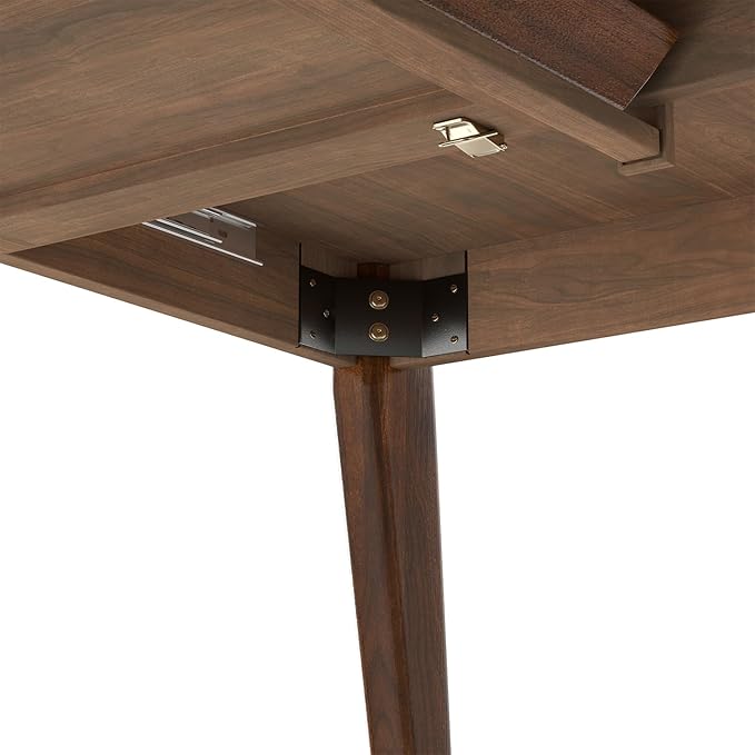 SIMPLIHOME Draper Extendable Dining Table, Solid Wood Walnut Veneer in Walnut - Image 15