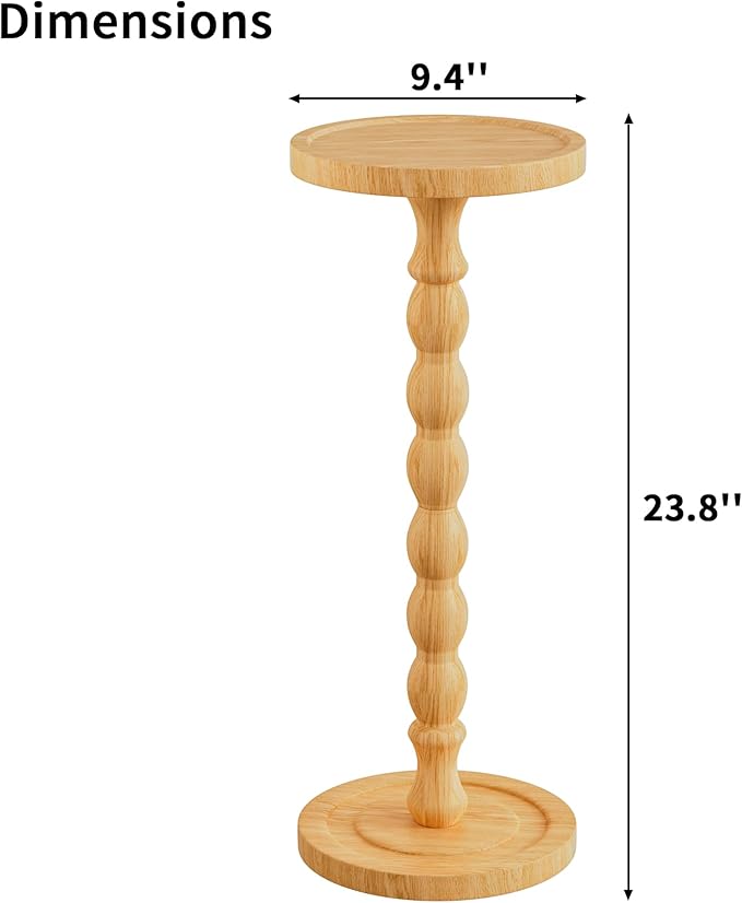 Solid Wood Drink Table, Rubber Wood‌ Small Round Side Table - Image 3