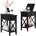 ChooChoo End Table Set of 2, Flip Top Narrow End Table by ChooChoo