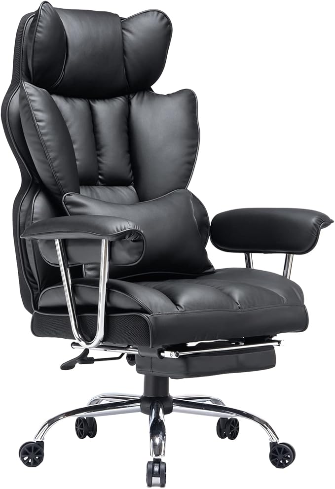 Efomao Desk Office Chair 400LBS, Big and Tall Office Chair, PU Leather Computer by OFFICECHAIR