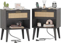 Irontar Nightstand Set of 2, Bedroom Night Stand by Home