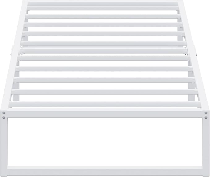 EMODA 12 Inch Twin XL Bed Frame, Metal Platform White Bed Frame No Box Spring - Image 7