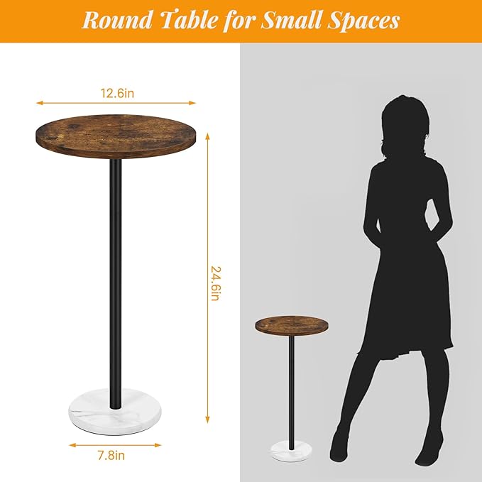 smusei Small Side Table for Small Spaces Round Bar Table - Image 2
