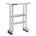 DuraSteel Stainless Steel Work Table 24" x 12" x 34" Height w/ 4 Caster Wheels by DuraSteel