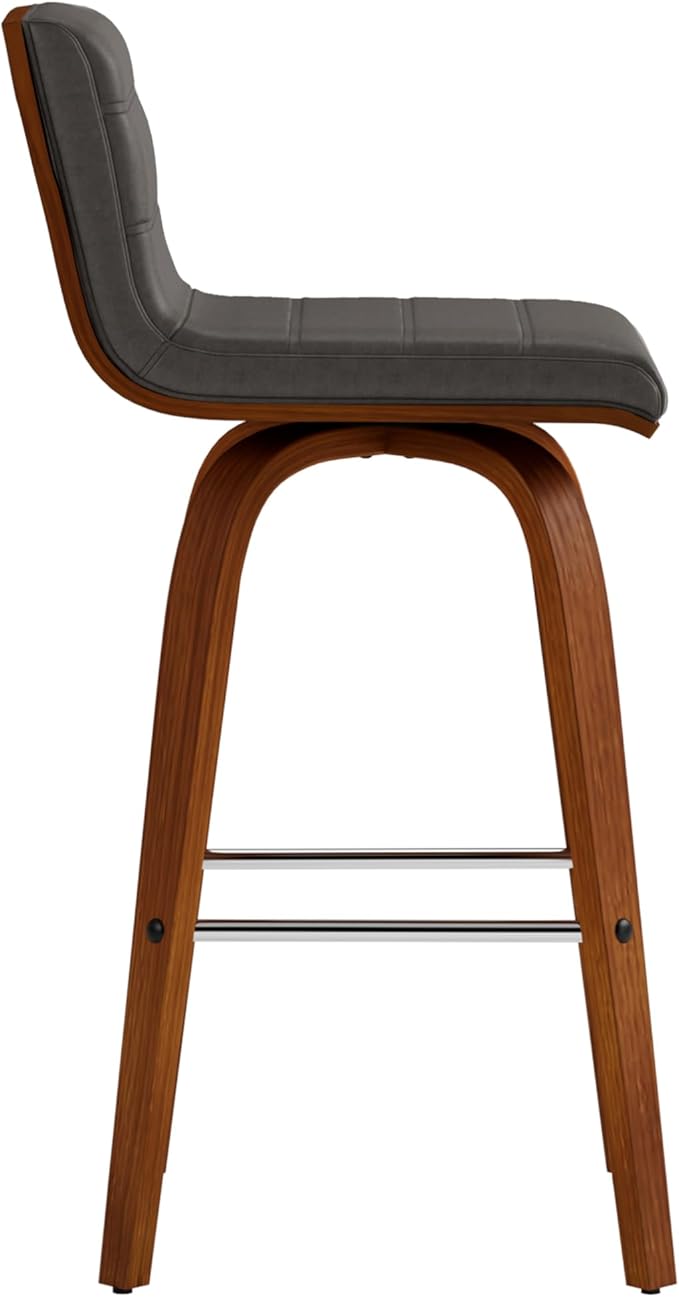 Armen Living Vienna 26" Swivel Counter Stool in Walnut Wood Finish - Image 6