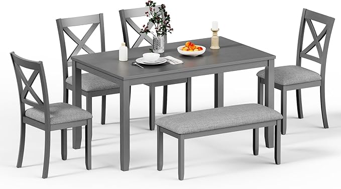 6-Piece Wooden Dining Table Set, Dining Table Set - Image 7