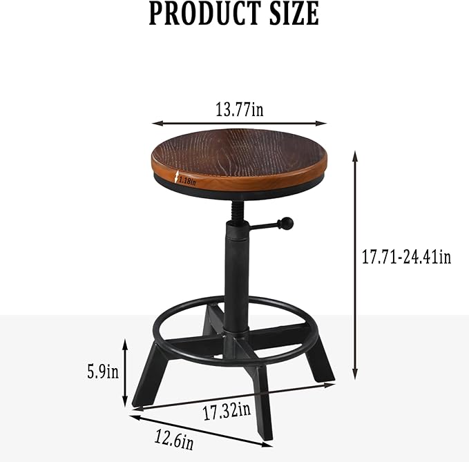 Set of 2-Industrial Bar Stool-Rustic Counter Height Chairs - Image 2