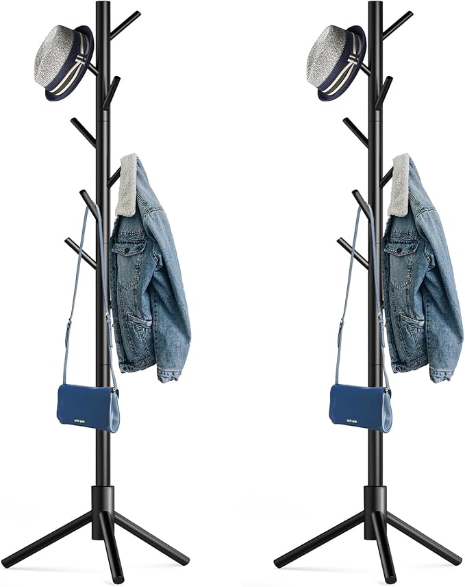 Wooden Tree Coat Rack Stand, Sturdy Freestanding Coat Rack by Hupmad