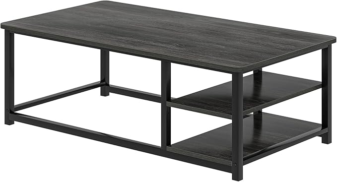 EXCEFUR Coffee Table, Rustic Wood and Metal Living Room Table - Image 9