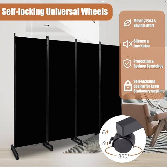 Room Divider Portable 88'' Partition Room Dividers and Folding Privacy Screens - Image 2