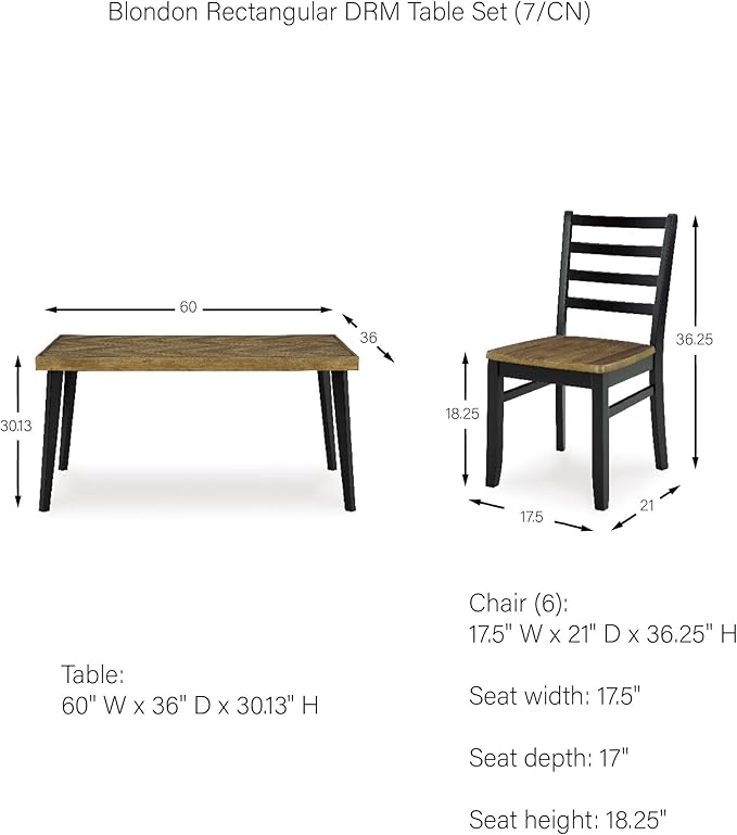 Signature Design by Ashley Blondon Rustic Chevron Dining Table and 6 Chairs - Image 7