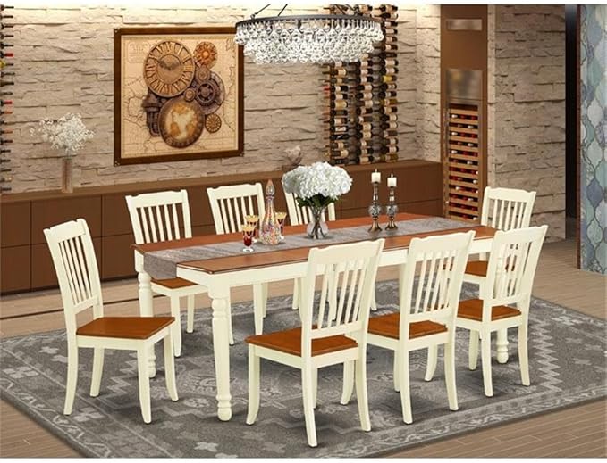 East West Furniture DODA9-BMK-W 9 Piece Dining Room Table Set Includes a - Image 2
