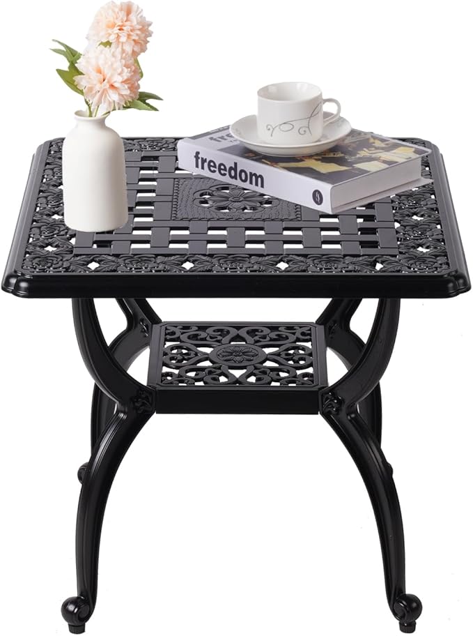 Cast Aluminum Outdoor Side Table, Small Patio Table, Outdoor Coffee Tables by Unknown