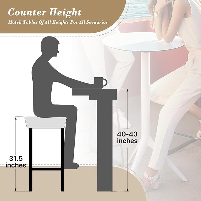Athena Collection Counter Height Bar Stools Set of 2, 31.5 Inches Saddle Bar - Image 7