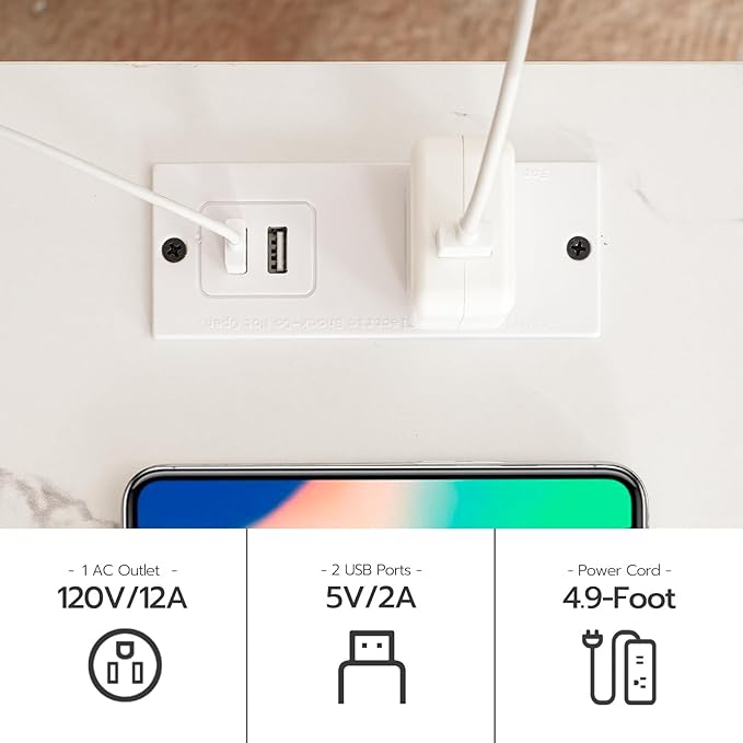 HOOBRO Side Table with Charging Station, Nightstand with 2-Layer Storage Shelves - Image 7