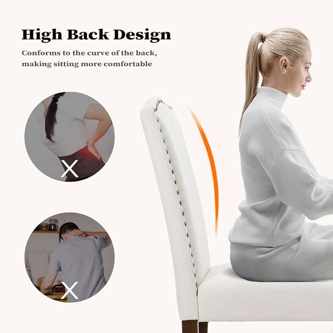 Kitchen Chairs Set of 2 Modern Upholstered Fabric Seat - Image 5