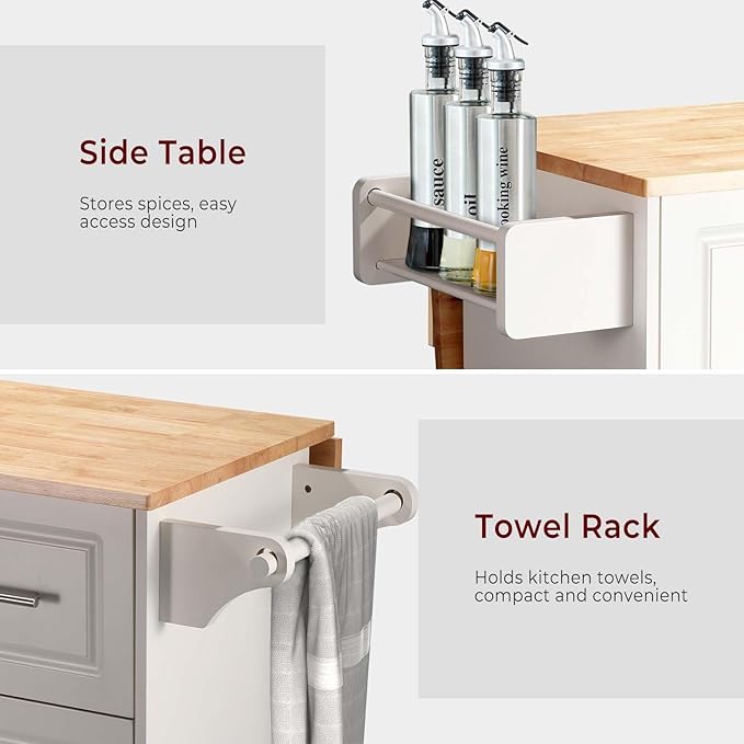 54" Rolling Kitchen Island Cart - Image 6