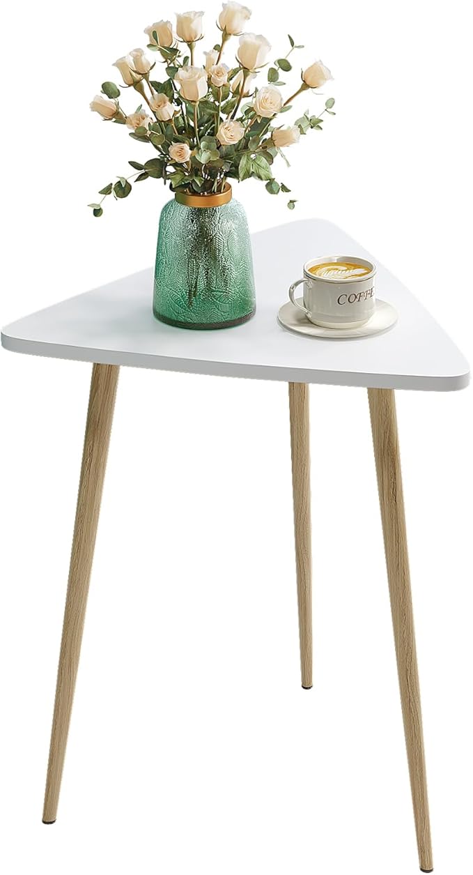 SAYGOER White Side Table Small Triangle End Tables Modern Narrow Sofa Table by Saygoer