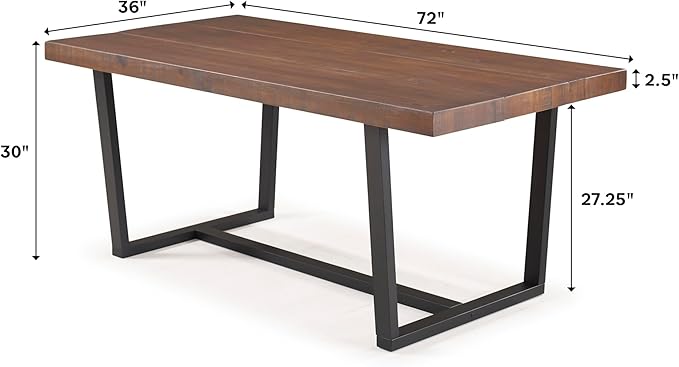 Walker Edison Durango Distressed Solid Wood Dining Table, 72 Inch - Image 3