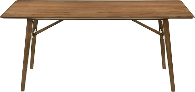 Armen Living Channell Mid Century Modern 7 Piece Walnut Wood Dining Table Set - Image 7