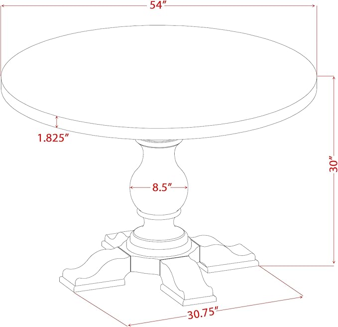 I55-11-TP Breakfast Table with Acacia Wood Round Tabletop and Stylish Pedestal - Image 3