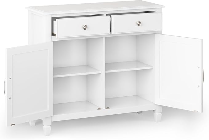 SIMPLIHOME Connaught 40-inch Wide Solid Wood Storage Cabinet in White - Image 4