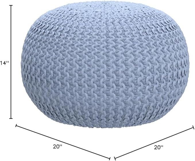 FRELISH DECOR Round Pouf Ottoman Hand Knitted 100% Cotton Pouf Foot Stool - Image 3