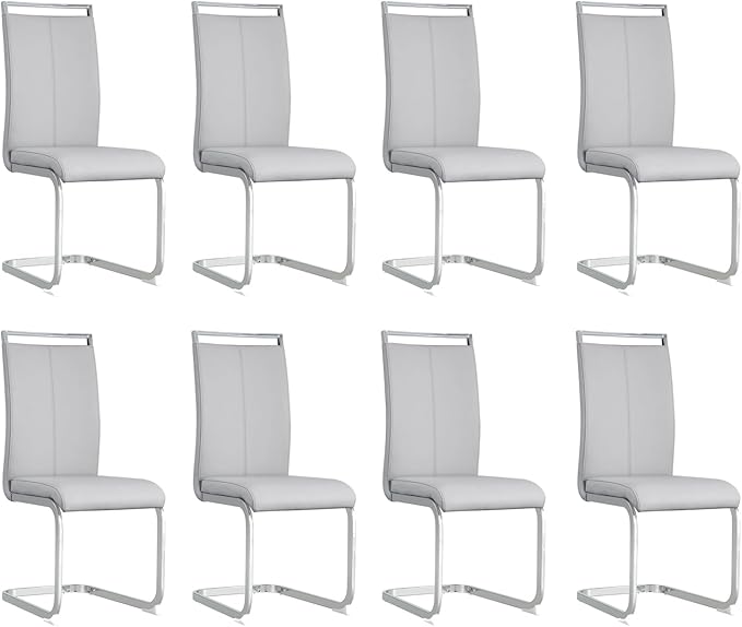Modern Dining Chairs Set of 8, High Back Kitchen Chairs, Faux Leather Side Chair by Gopop