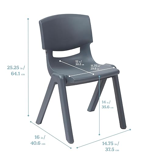 ECR4Kids 14in Plastic School Stack Chair, Children's Furniture - Image 3