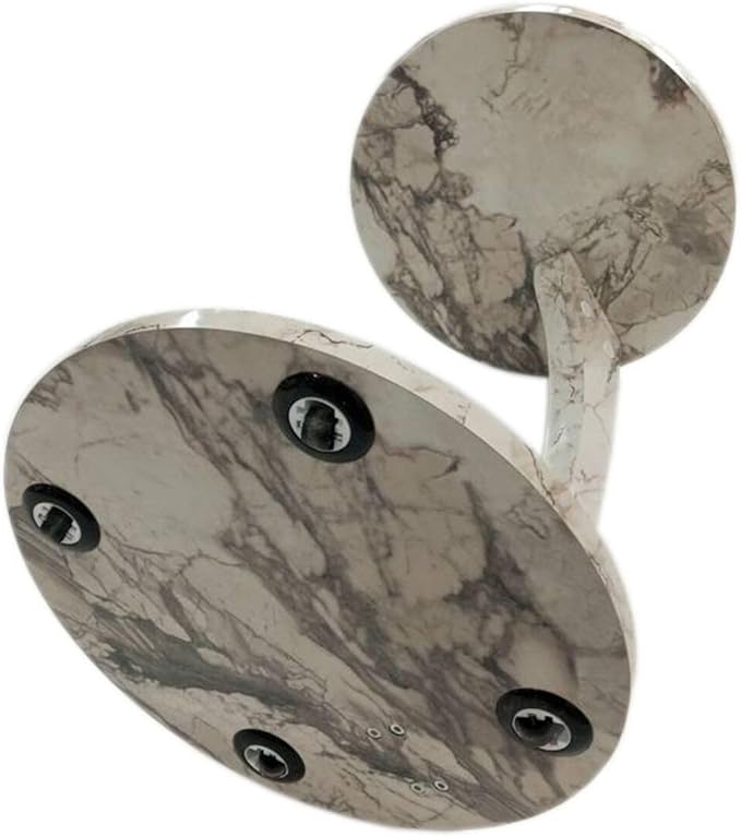 C Shaped End Table for Couch Small Places, Faux Marble White Space Saver Round - Image 7
