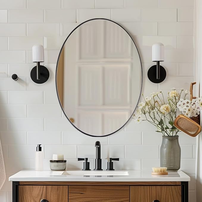 ANDY STAR Black Oval Mirrors for Bathroom, 22x30 Inch Matte Black Stainless - Image 8