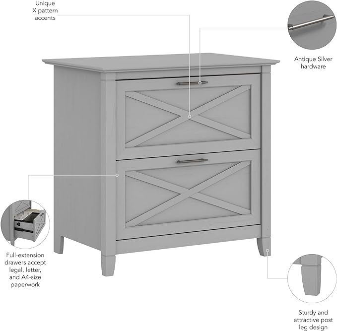 Bush Furniture Key West 2 Drawer Lateral File Cabinet in Cape Cod Gray | - Image 5