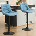 Kidol & Shellder Bar Stools Set of 2 Adjustable Swivel Blue, PU Leather by KidolShellder