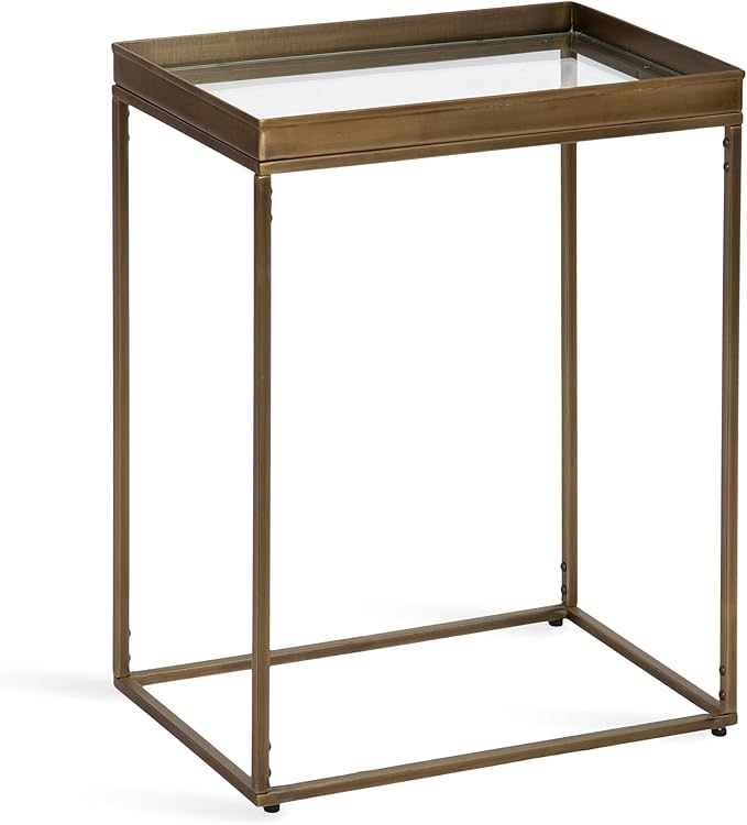 Kate and Laurel Lonsdale Transitional Glass Narrow End Table; 18 x 12 x 24; by KateandLaurel
