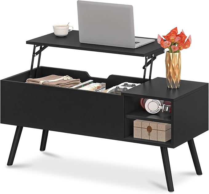 ALINE FURNITURE Black Lift Top Coffee Table by ALINEFURNITURE