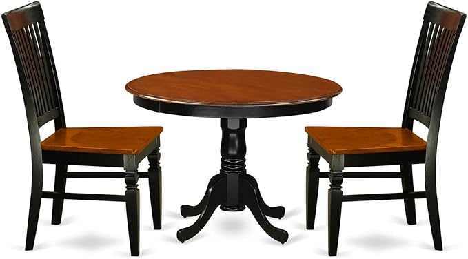 East West Furniture HLWE3-BCH-W 3 Piece Dining Room Table Set Contains a Round by EastWestFurniture