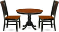 East West Furniture HLWE3-BCH-W 3 Piece Dining Room Table Set Contains a Round by EastWestFurniture