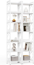 LITTLE TREE Book Shelf Set of 2, 7-Tier Tall Bookcase, Wooden Display Shelves by LITTLETREE