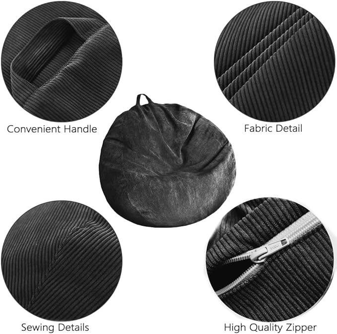 Stuffed Animal Storage Bean Bag Chair Cover Washable Ultra Soft Corduroy Bean - Image 4