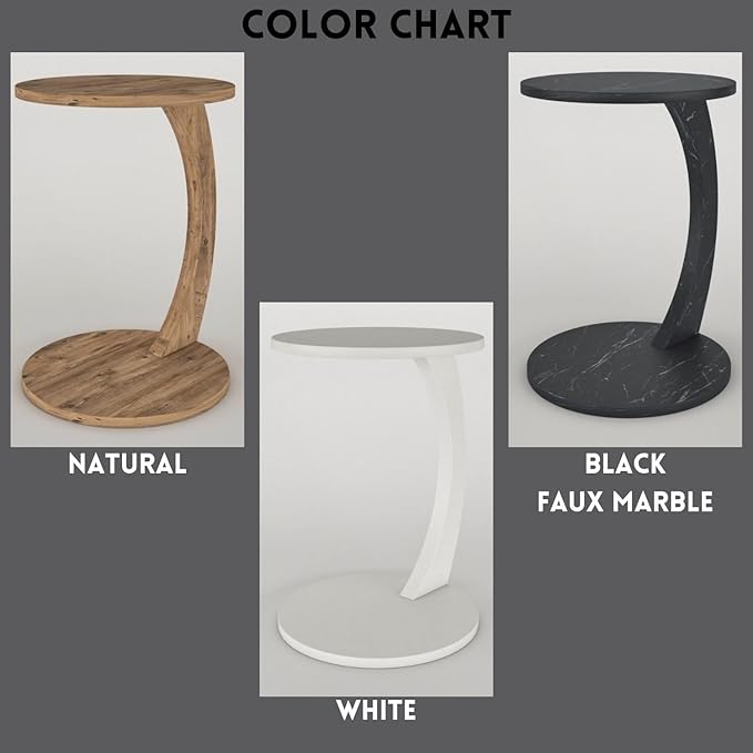 C Shaped End Table for Couch Small Places, Space Saver Round Side Table for - Image 5